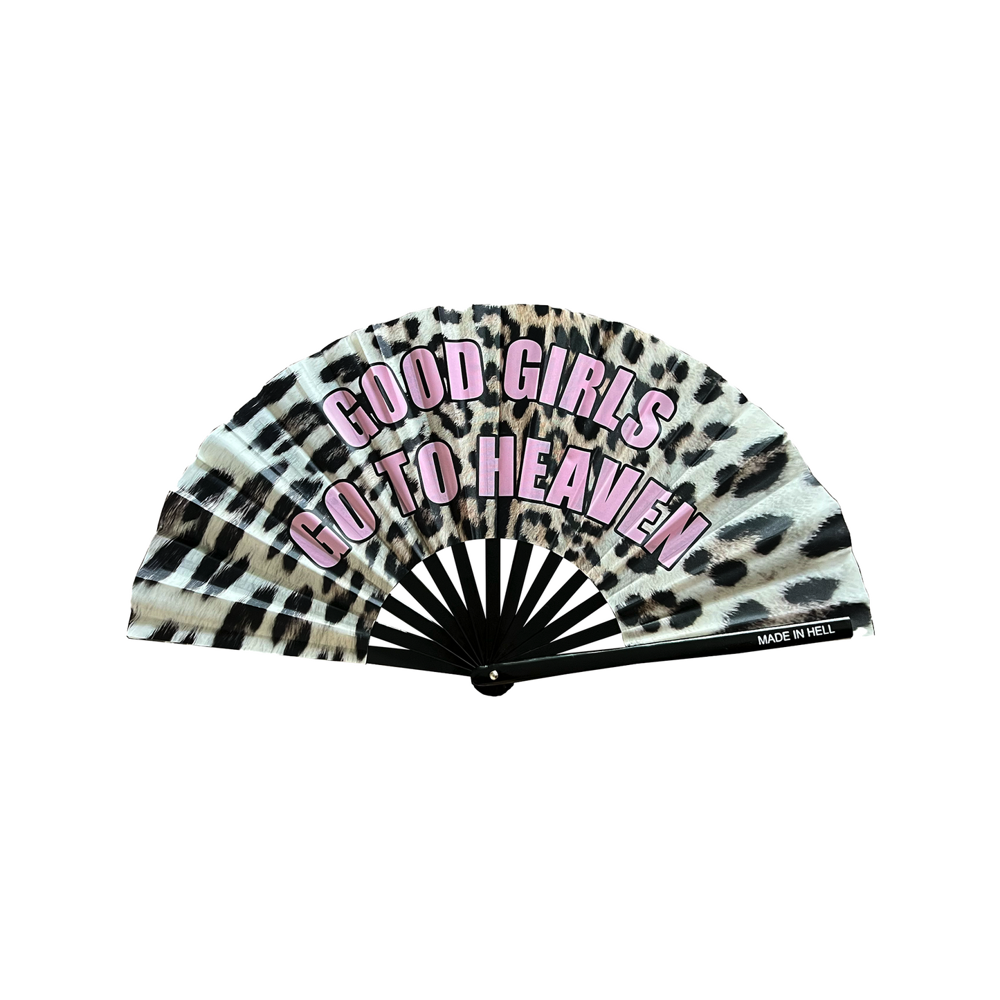 "HEAVEN SENT & HELLBENT" LEOPARD FAN