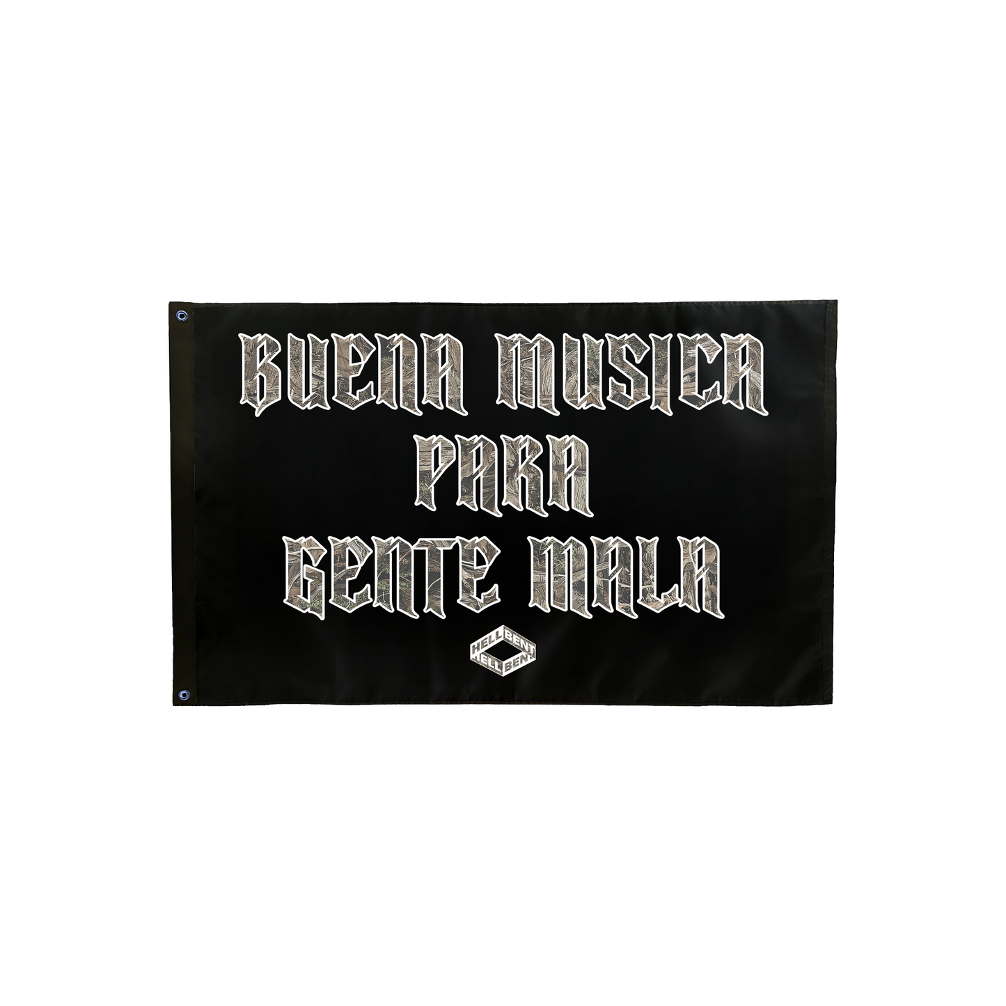 "BUENA MUSICA PARA GENTE MALA" FLAG (CAMO)