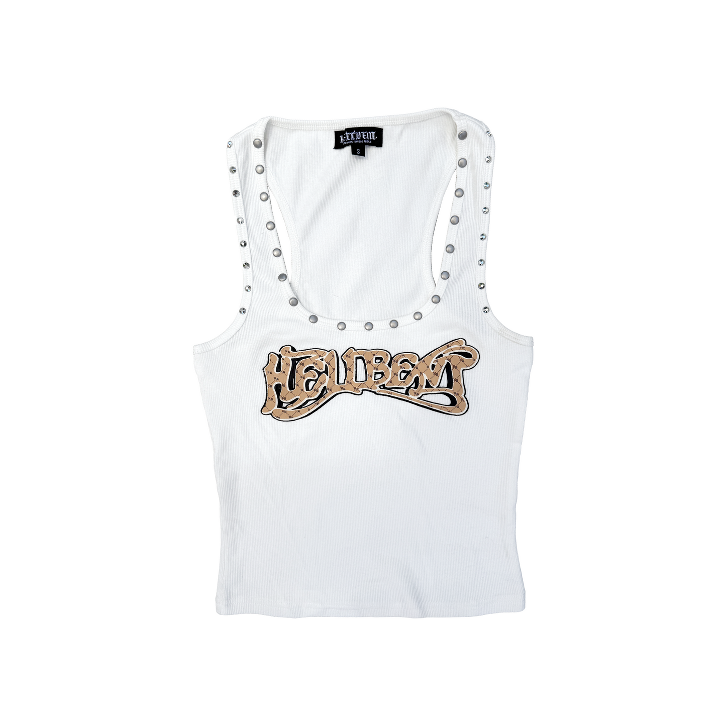 Hellbent Studded Tank Top (White)