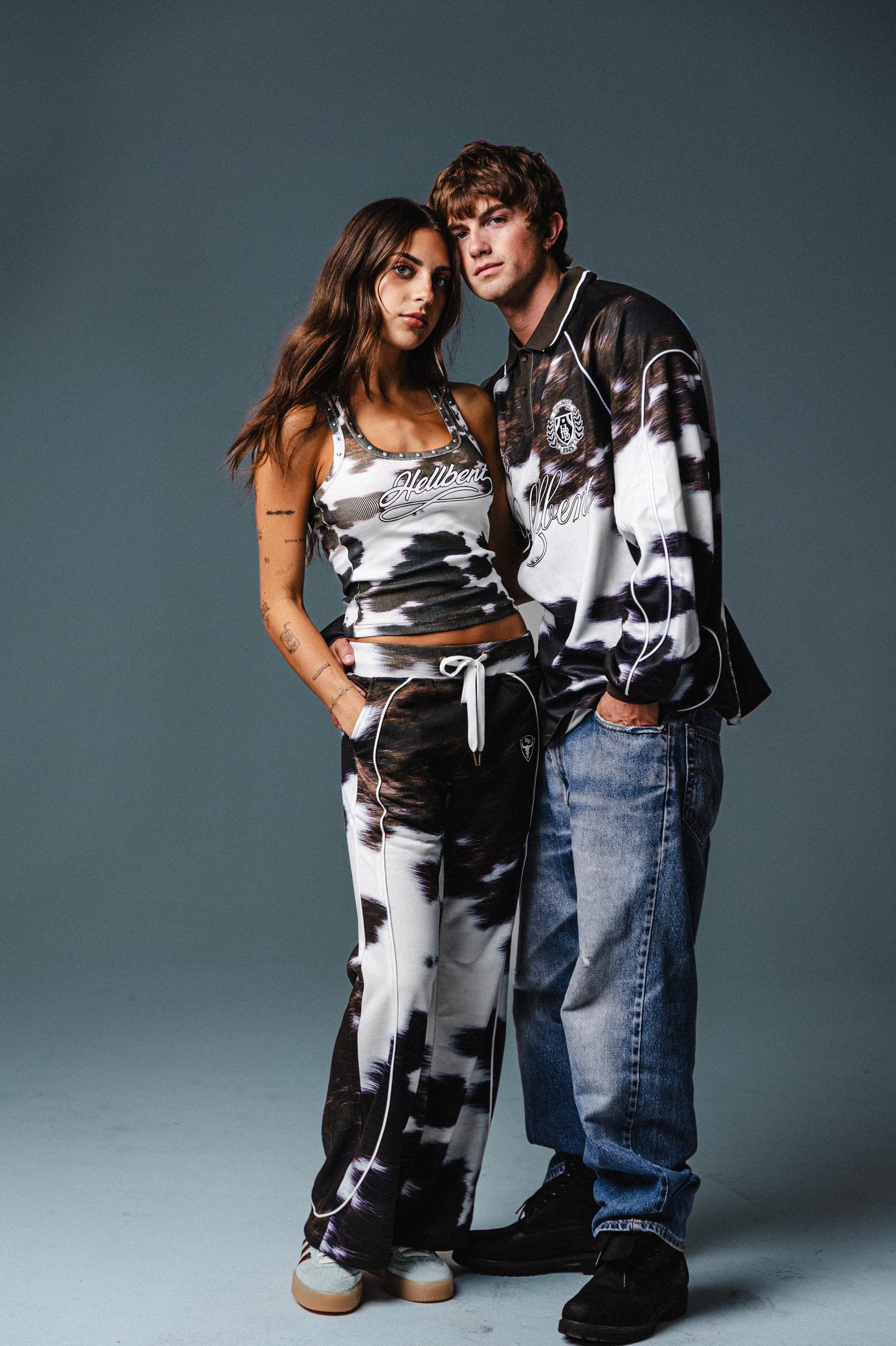 Hellbent Studded Cow Print Tank