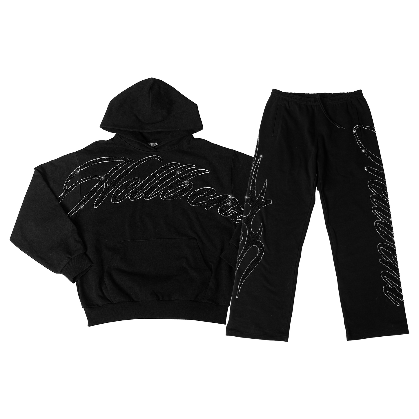 Rhinestone Logo Hoodie Set