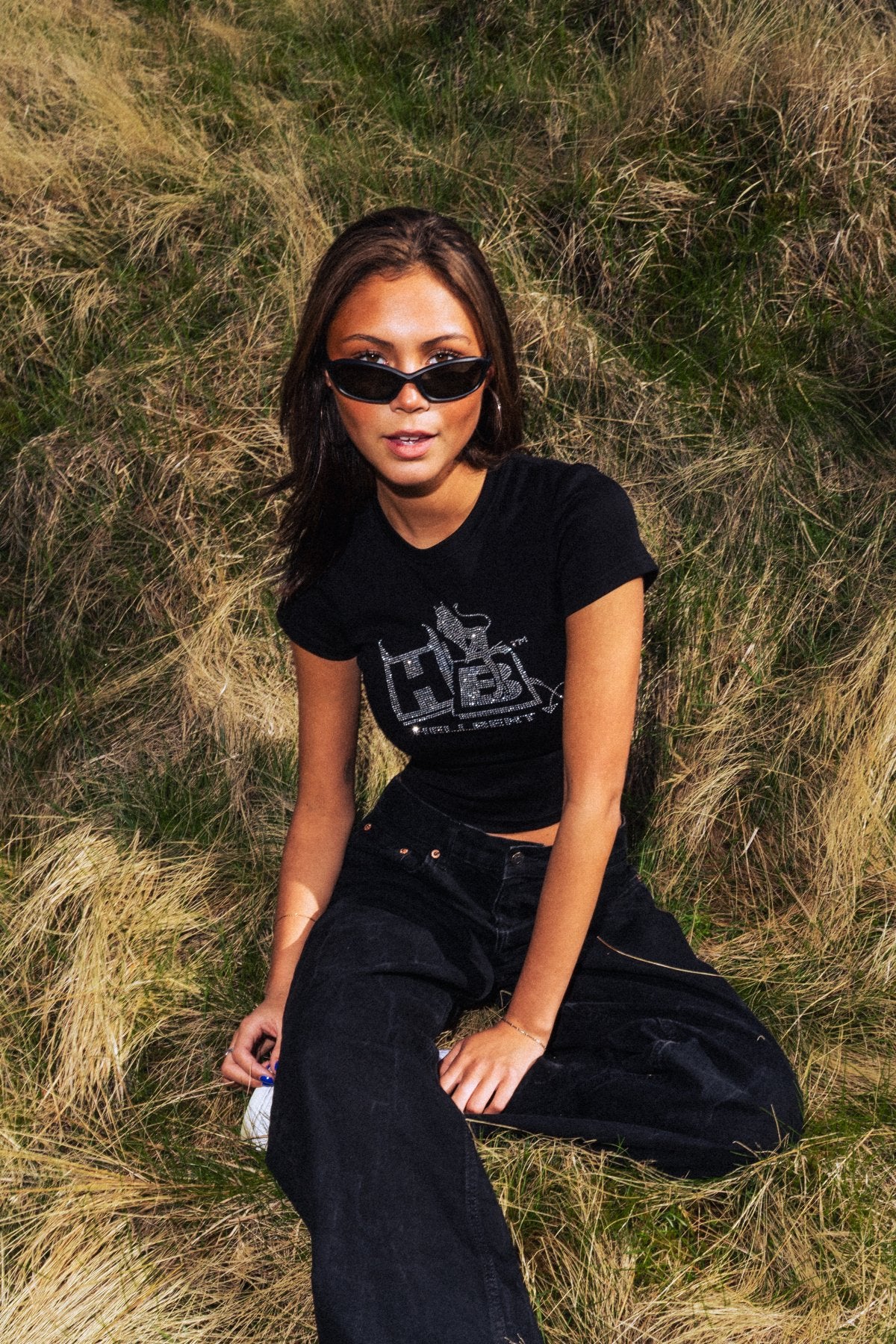 HB Rhinestone Baby Tee (Navy)