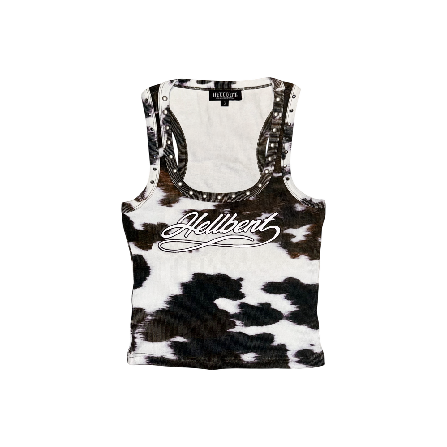Hellbent Studded Cow Print Tank