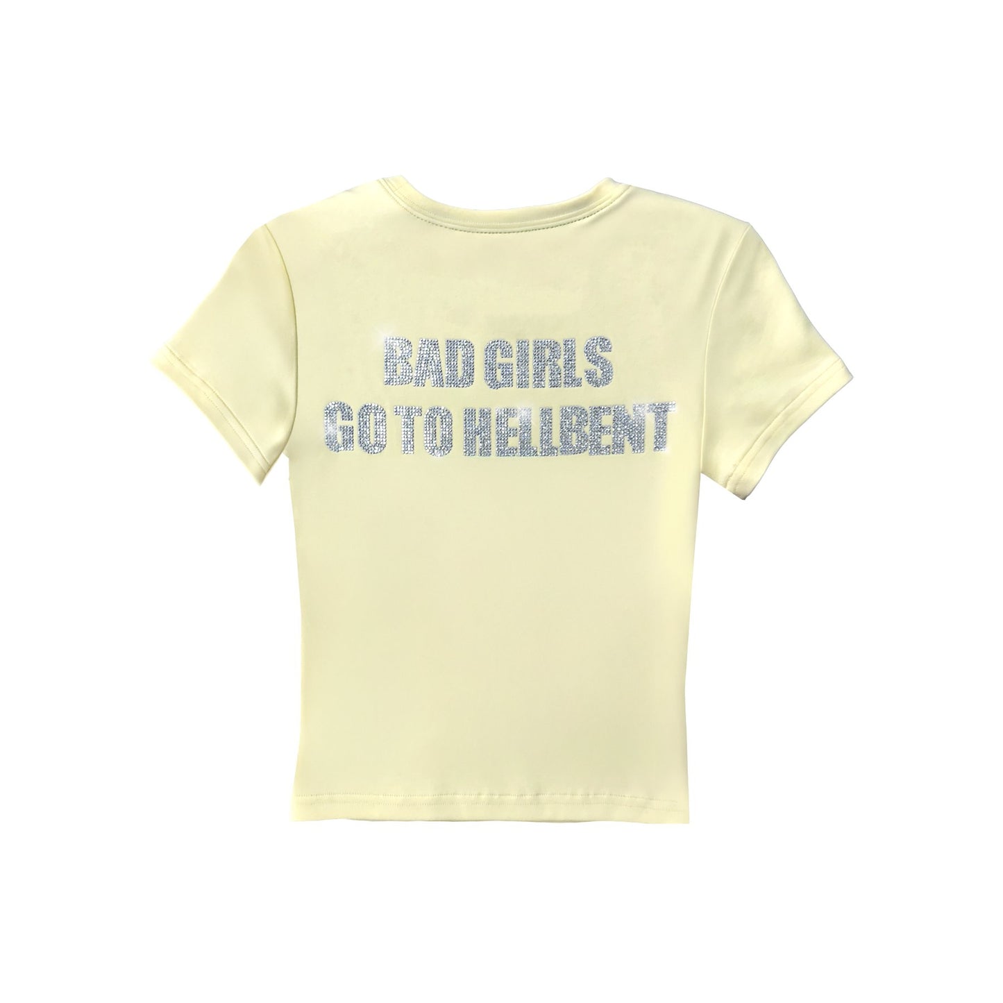 Heaven Sent & Hellbent Rhinestone Baby Tee (Butter Yellow)
