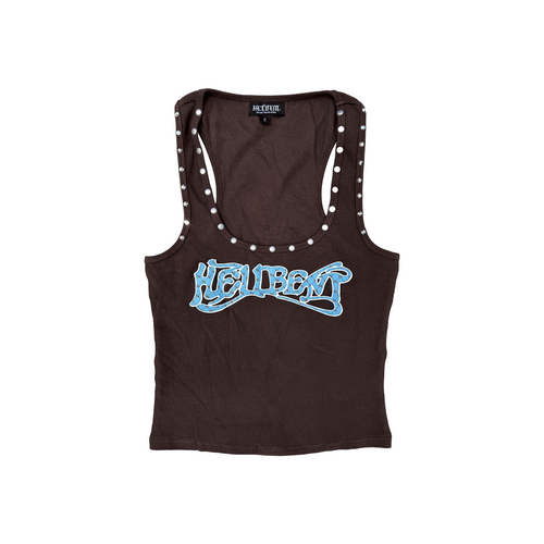 Hellbent Studded Tank Top (Brown)