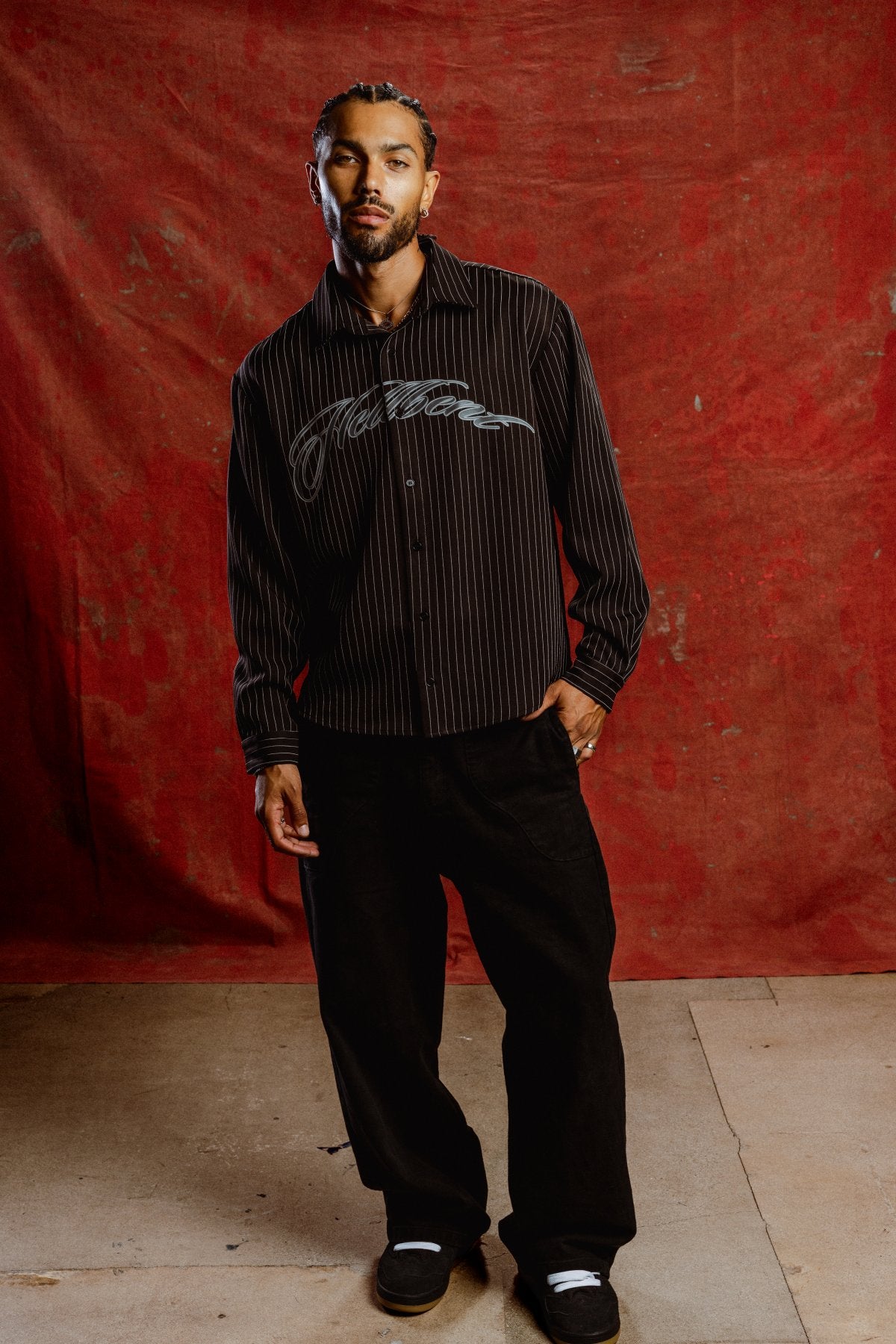 Hellbent Pinstripe Button Up (Black)
