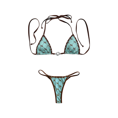 Hellbent Studded Bikini Set (Blue)