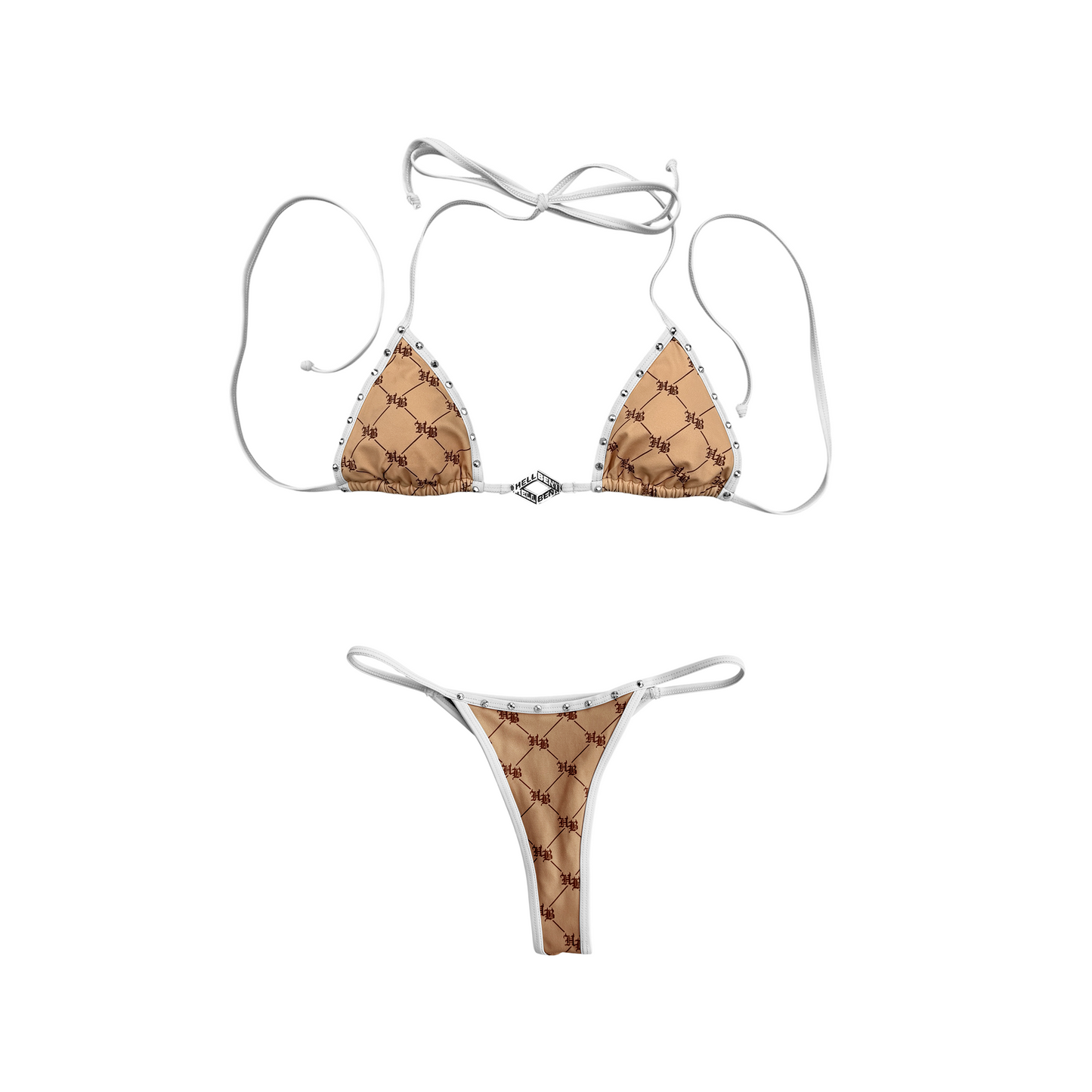 Hellbent Studded Bikini Set (Tan)