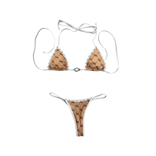 Hellbent Studded Bikini Set (Tan)