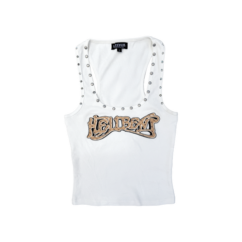 Hellbent Studded Tank Top (White)
