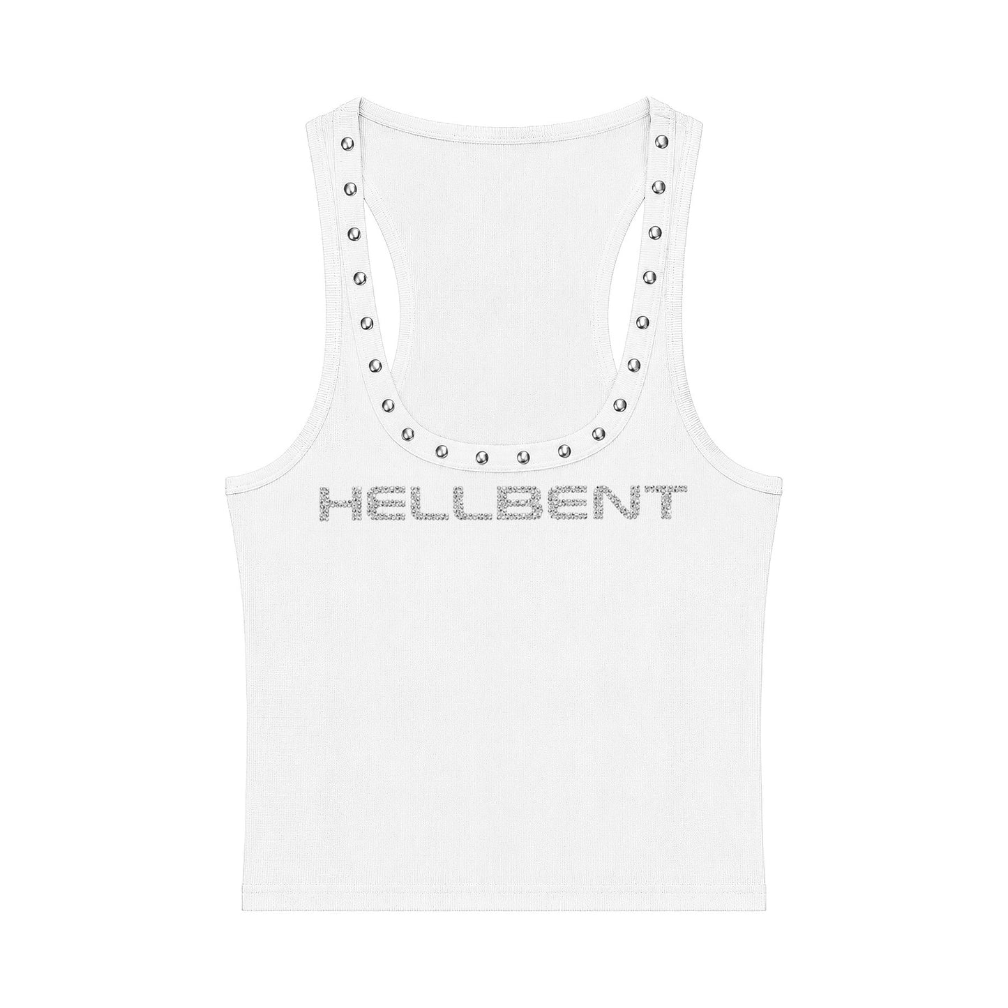 Hellbent Core Studded Rhinestone Tank (White)