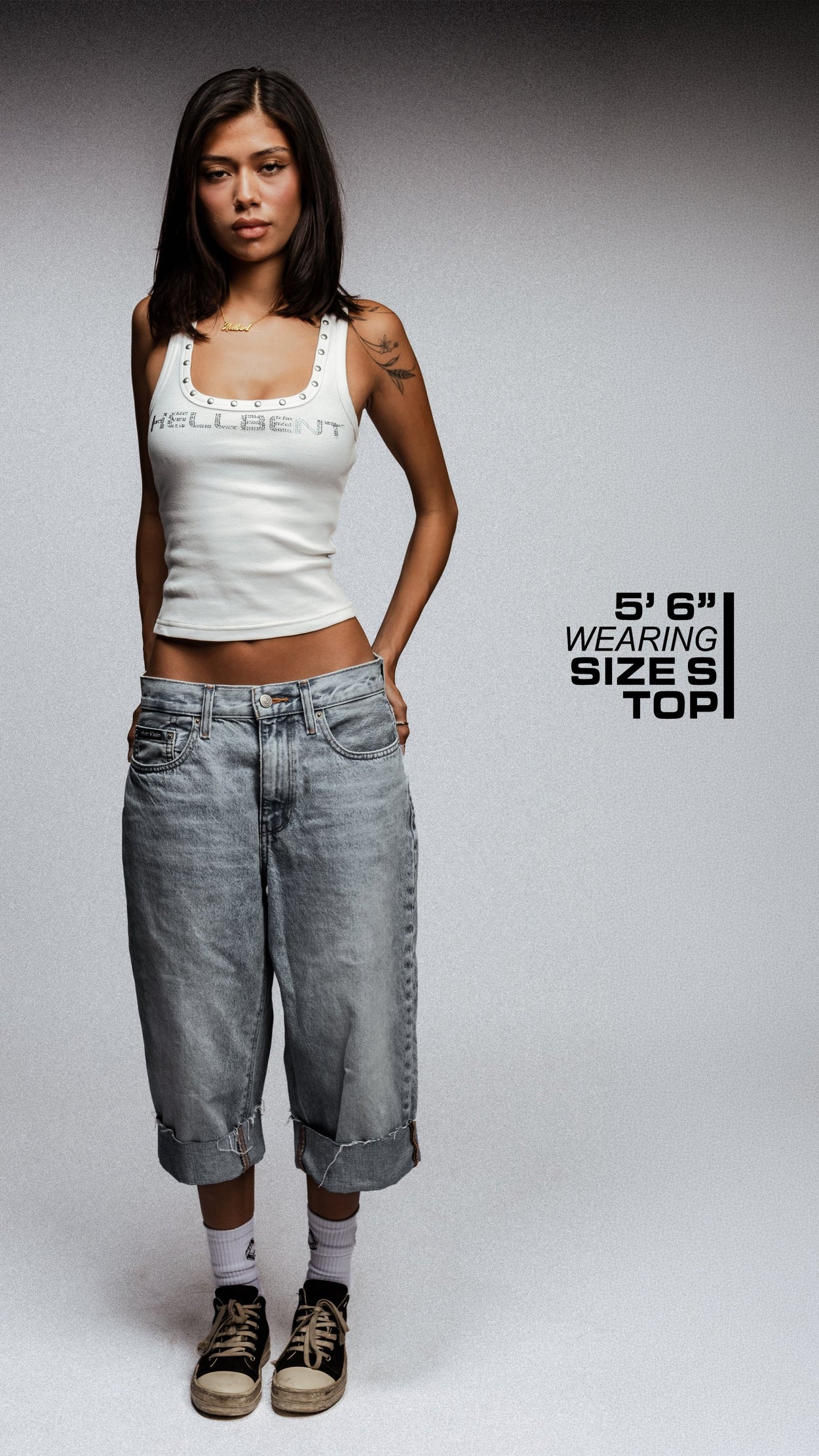 Hellbent Core Studded Rhinestone Tank (White)