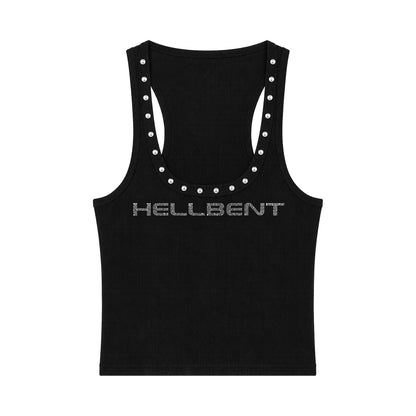 Hellbent Core Studded Rhinestone Tank (Black)