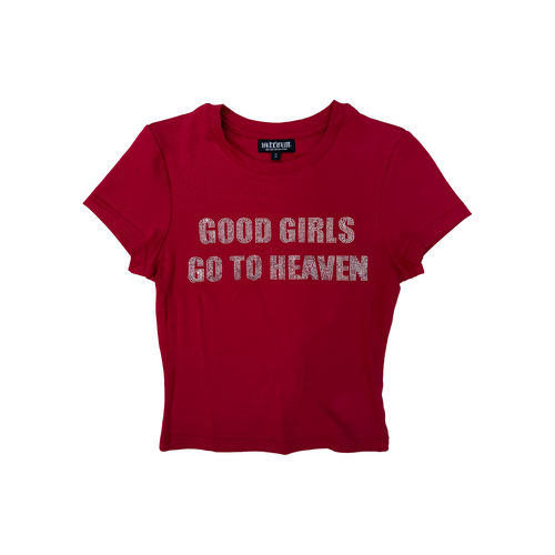 Hellbent Rhinestone Baby Tee (Wine Red)