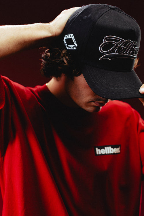 Hellbent Script Logo Snapback Hat (Black)
