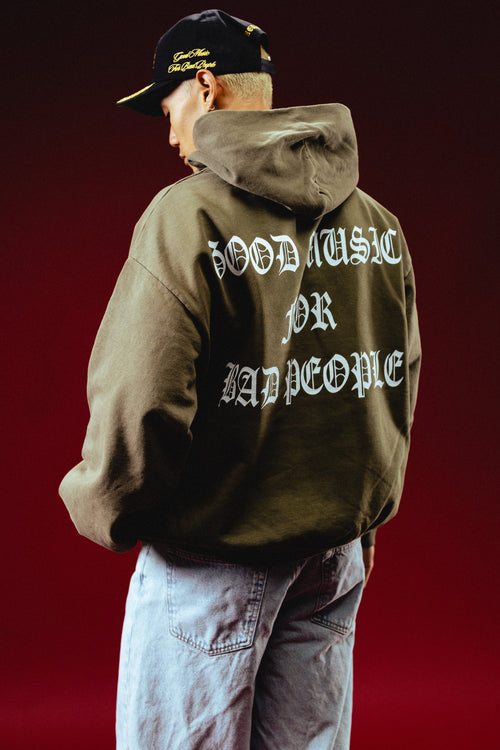 Good Music For Bad People Hoodie (Army Green)