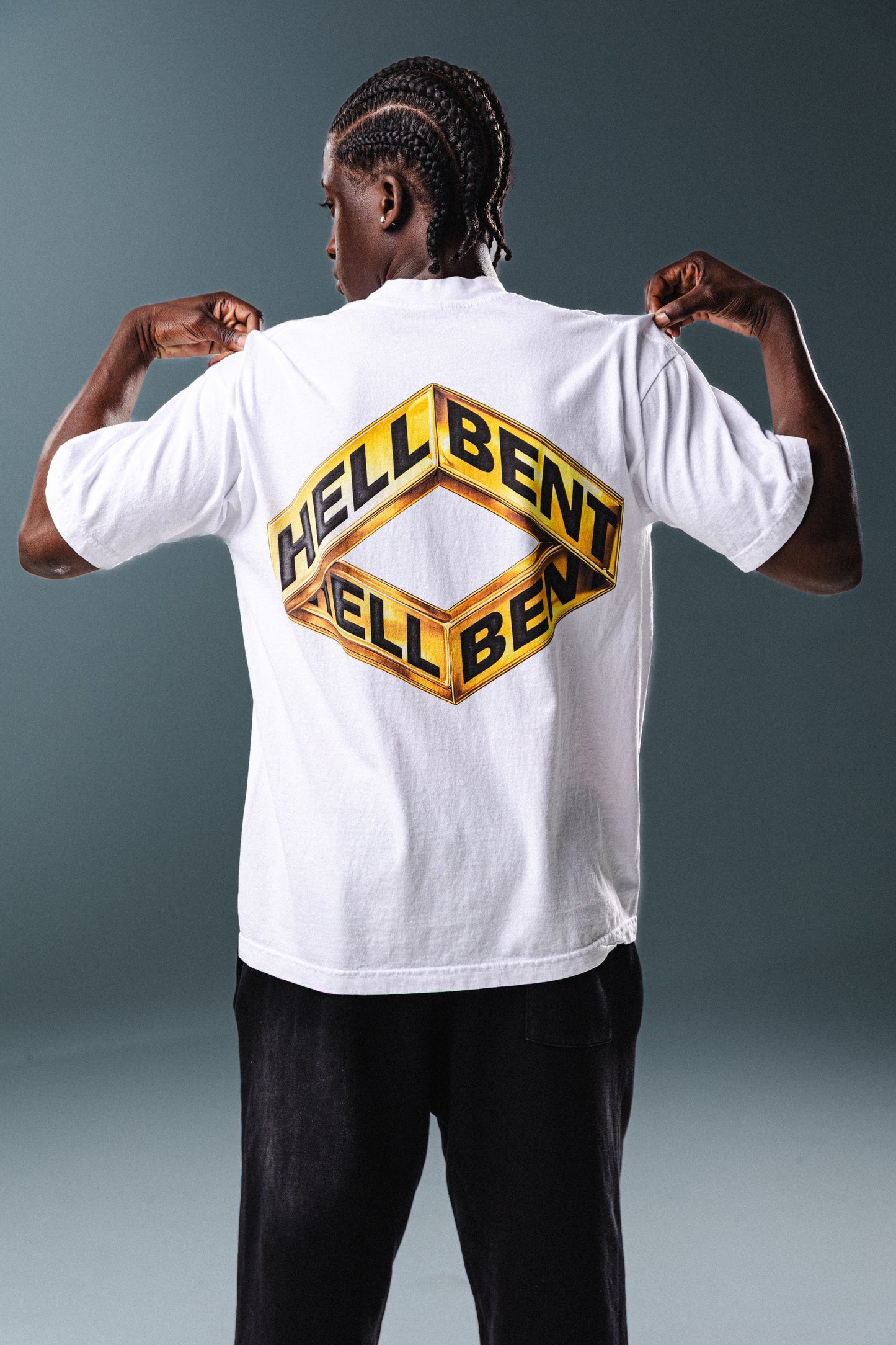 Hellbent Gold Chrome Logo Tee (White)