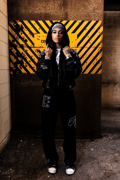 Hellbent Studded Rhinestone Zip-Up