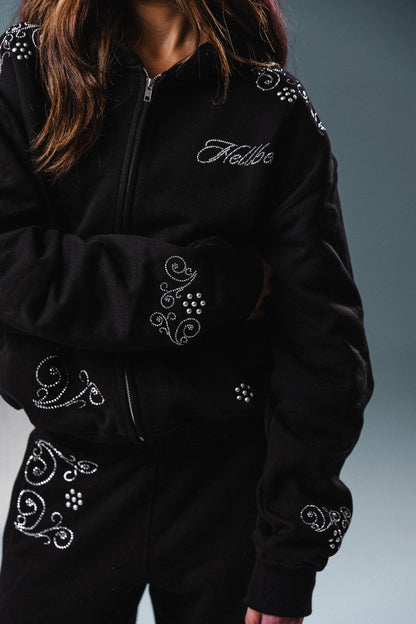 Hellbent Studded Rhinestone Zip-Up