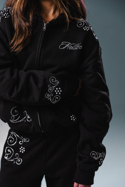 Hellbent Studded Rhinestone Zip-Up