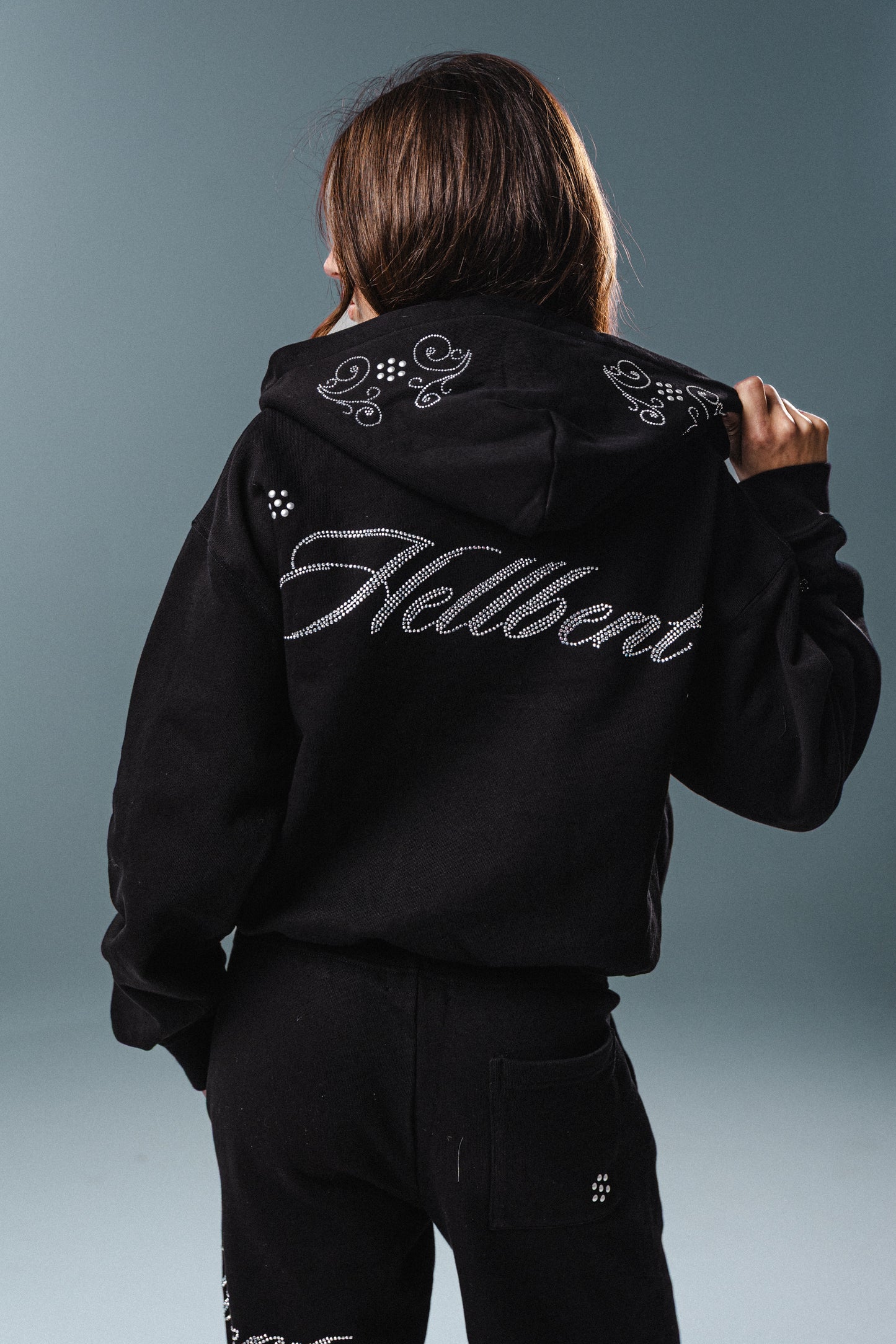 Hellbent Studded Rhinestone Zip-Up