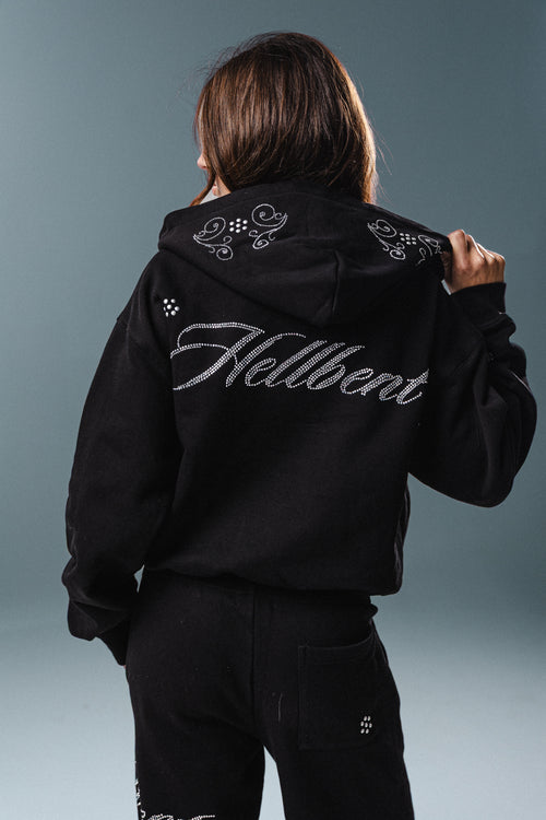 Hellbent Studded Rhinestone Zip-Up