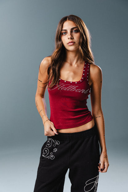 Hellbent Studded Tank (Wine Red)