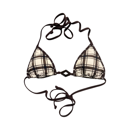 Hellbent Plaid Studded Bikini Top