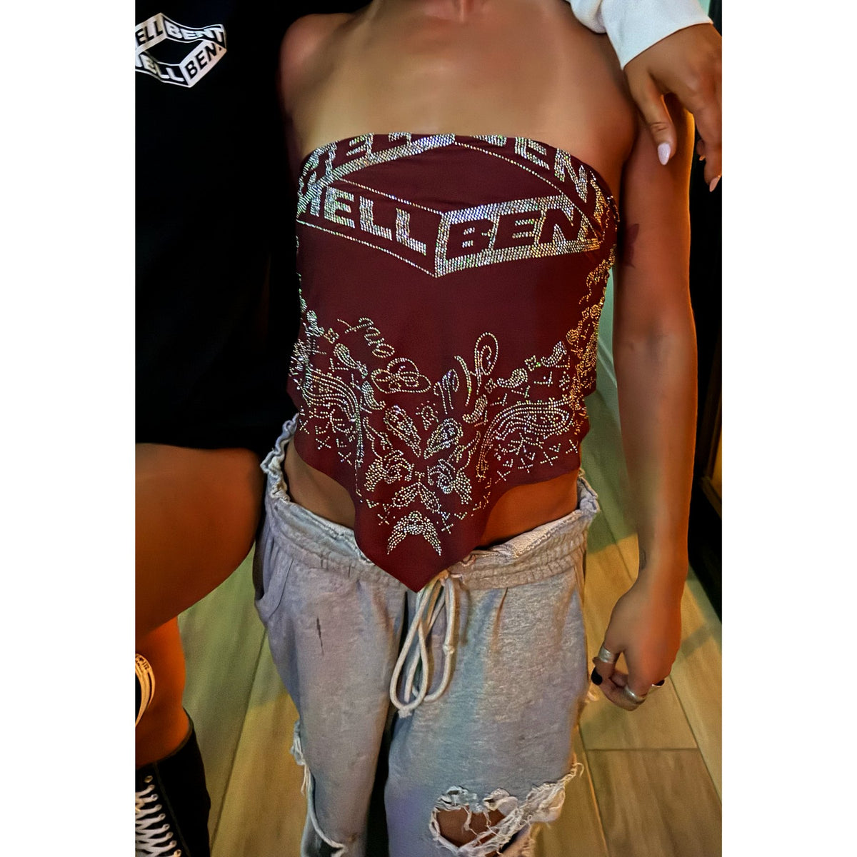 Hellbent Rhinestone Bandana (Wine Red)